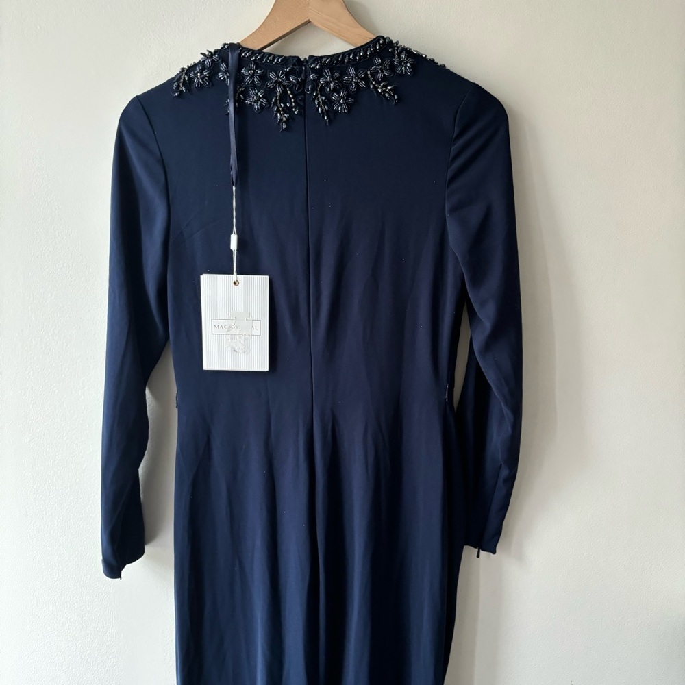 Mac Duggal Dazzling Crew Neckline A-line Dress maxi‎ embellishment Navy Sz 6 - Picture 8 of 12